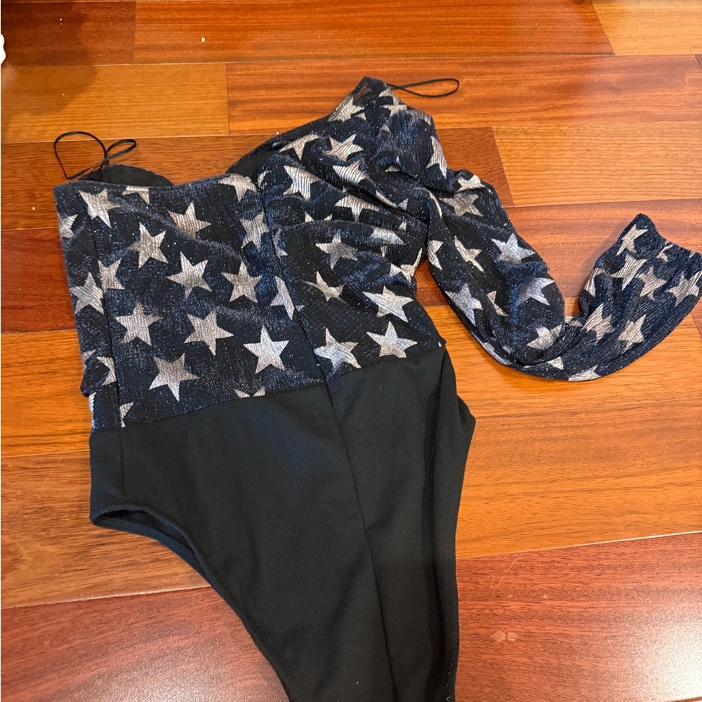 Black And Silver Star Patterned Top - image 2